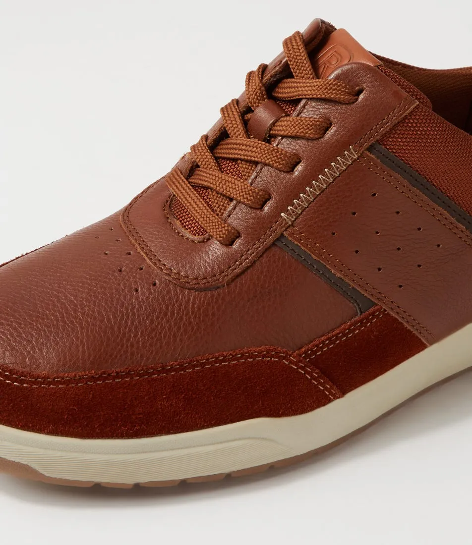 ROCKPORT Bronson Ubal Tan Leather Sneakers