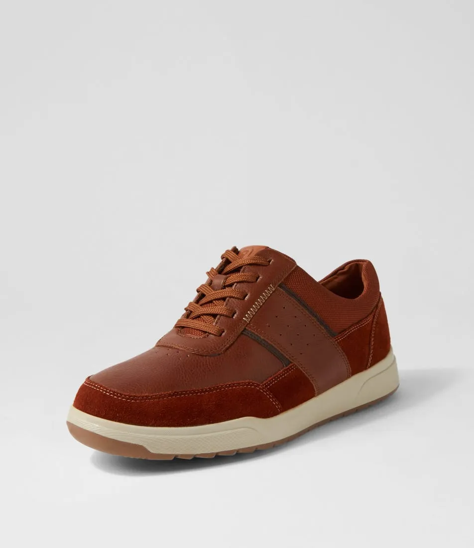 ROCKPORT Bronson Ubal Tan Leather Sneakers