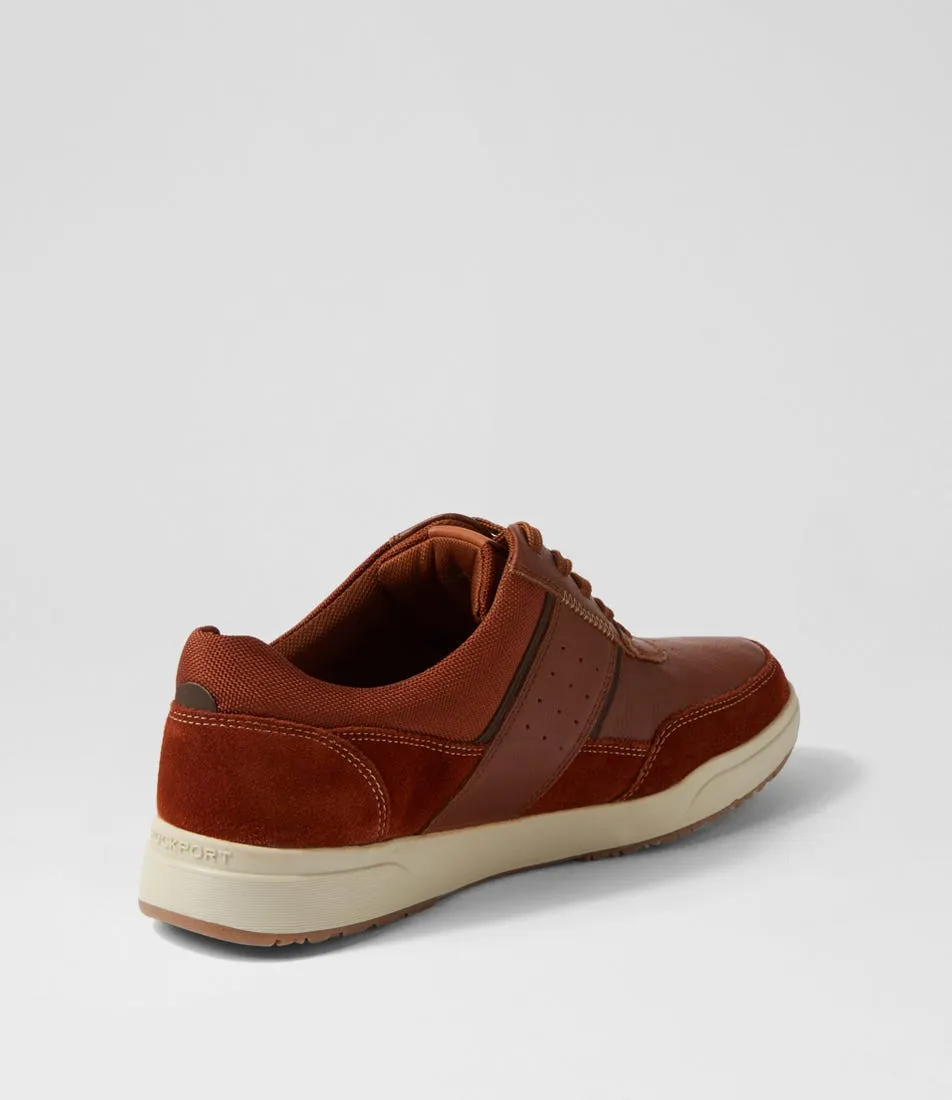 ROCKPORT Bronson Ubal Tan Leather Sneakers