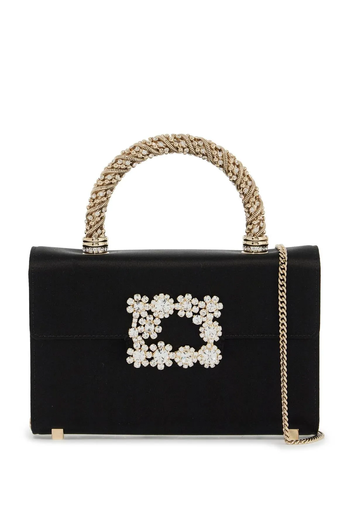 ROGER VIVIER Elegant Mini Satin Handbag with Crystal Buckle