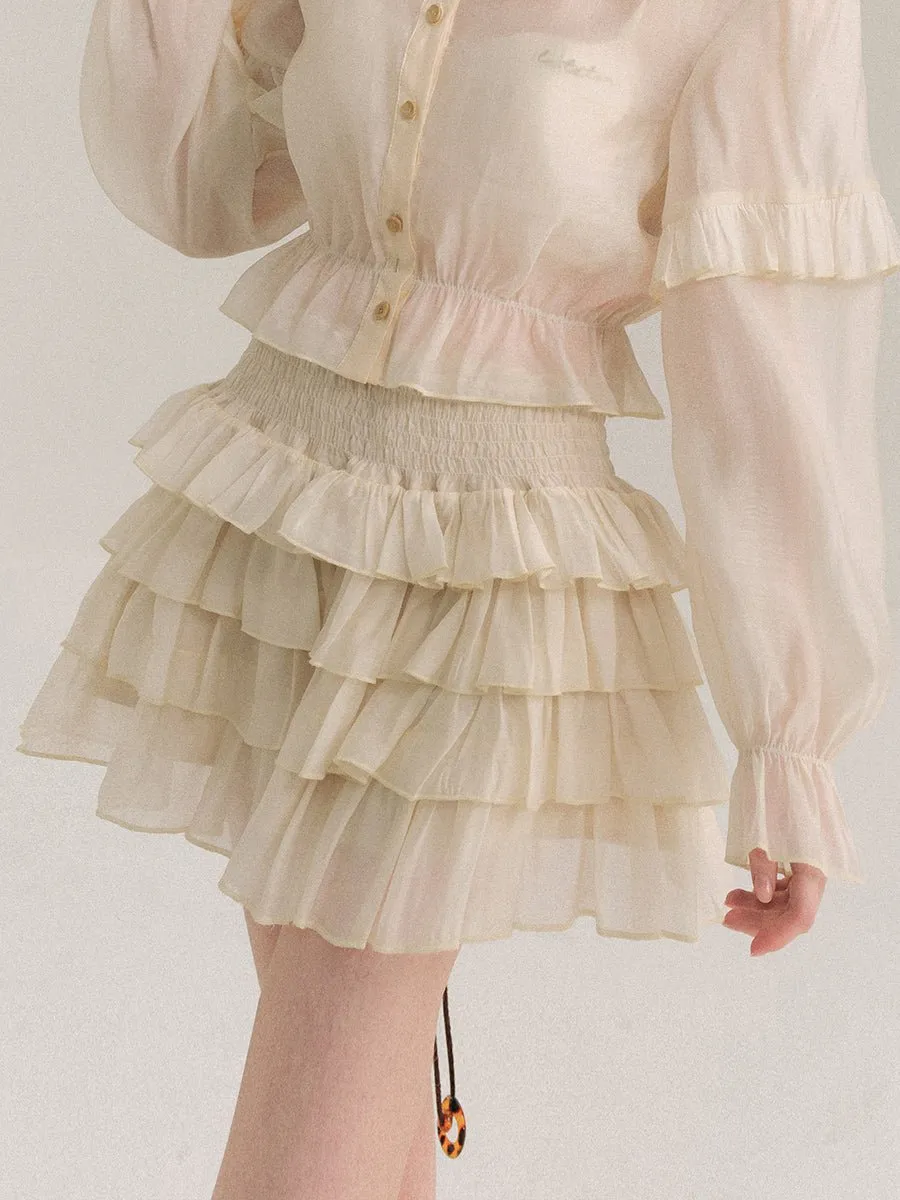 Ruffled Short Skirt-