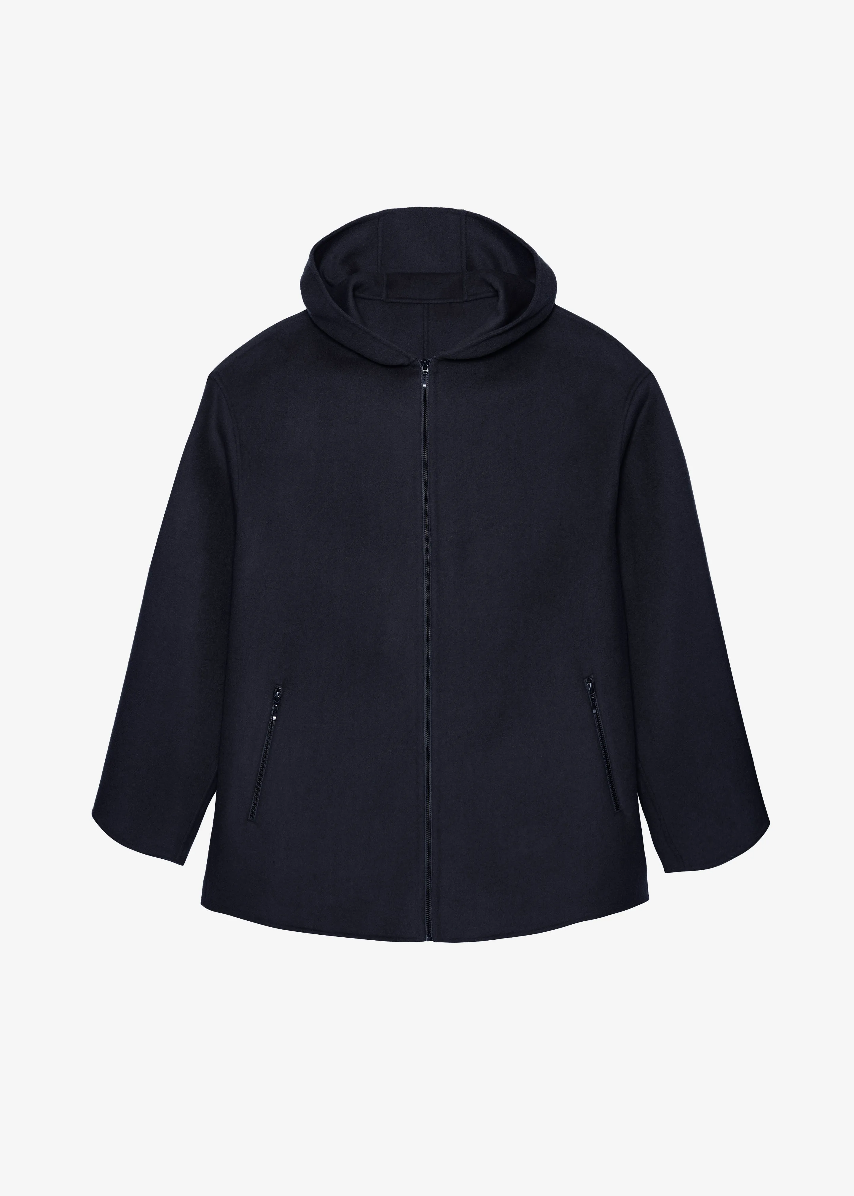 Rye Hooded Wool Jacket - Navy