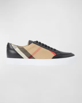 Salmond Check Leather Low-Top Sneakers