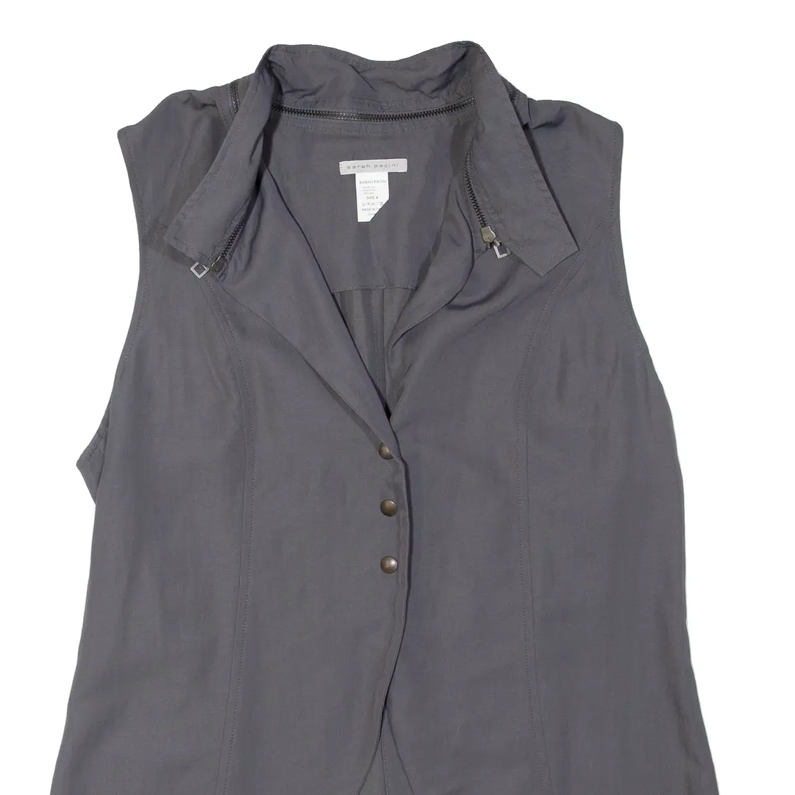 SARAH PACINI Womens Waistcoat Grey UK 4