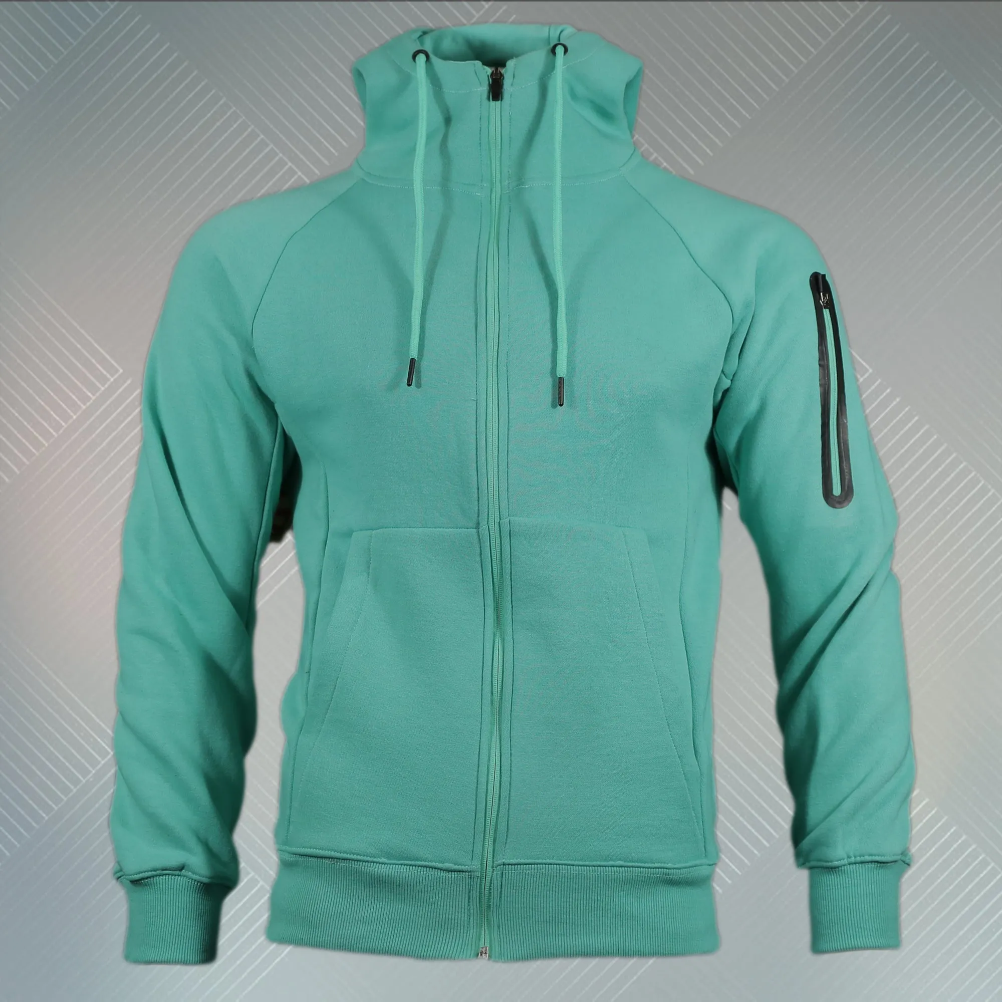 Seafoam Unbasic Fleece Stash Pocket Sunset Park Tapered Zipper Hoodie | Fleece Seafoam Hoodie