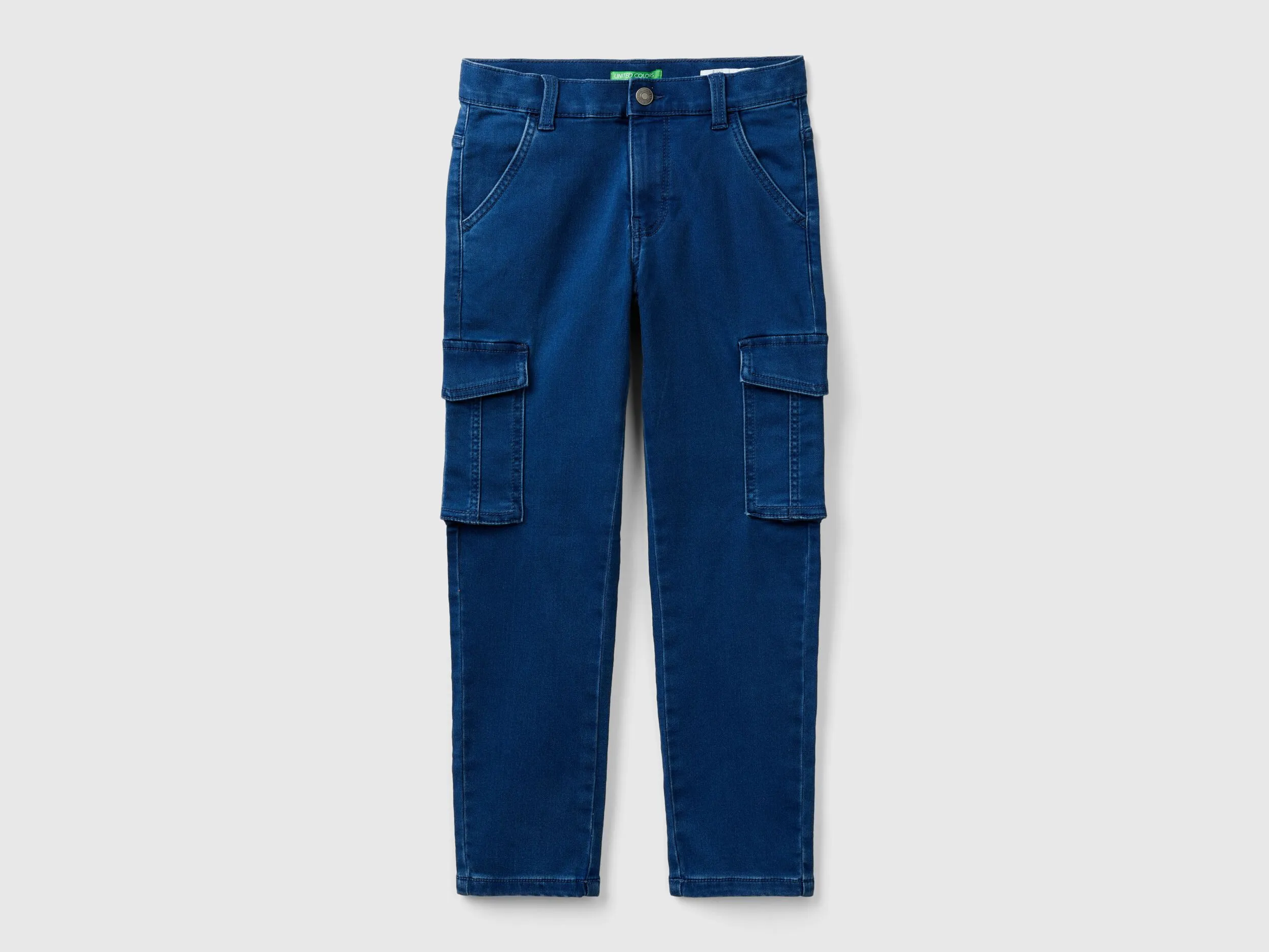 Slim fit jeans with big pockets - Blue | Benetton