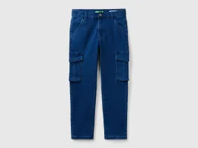 Slim fit jeans with big pockets - Blue | Benetton