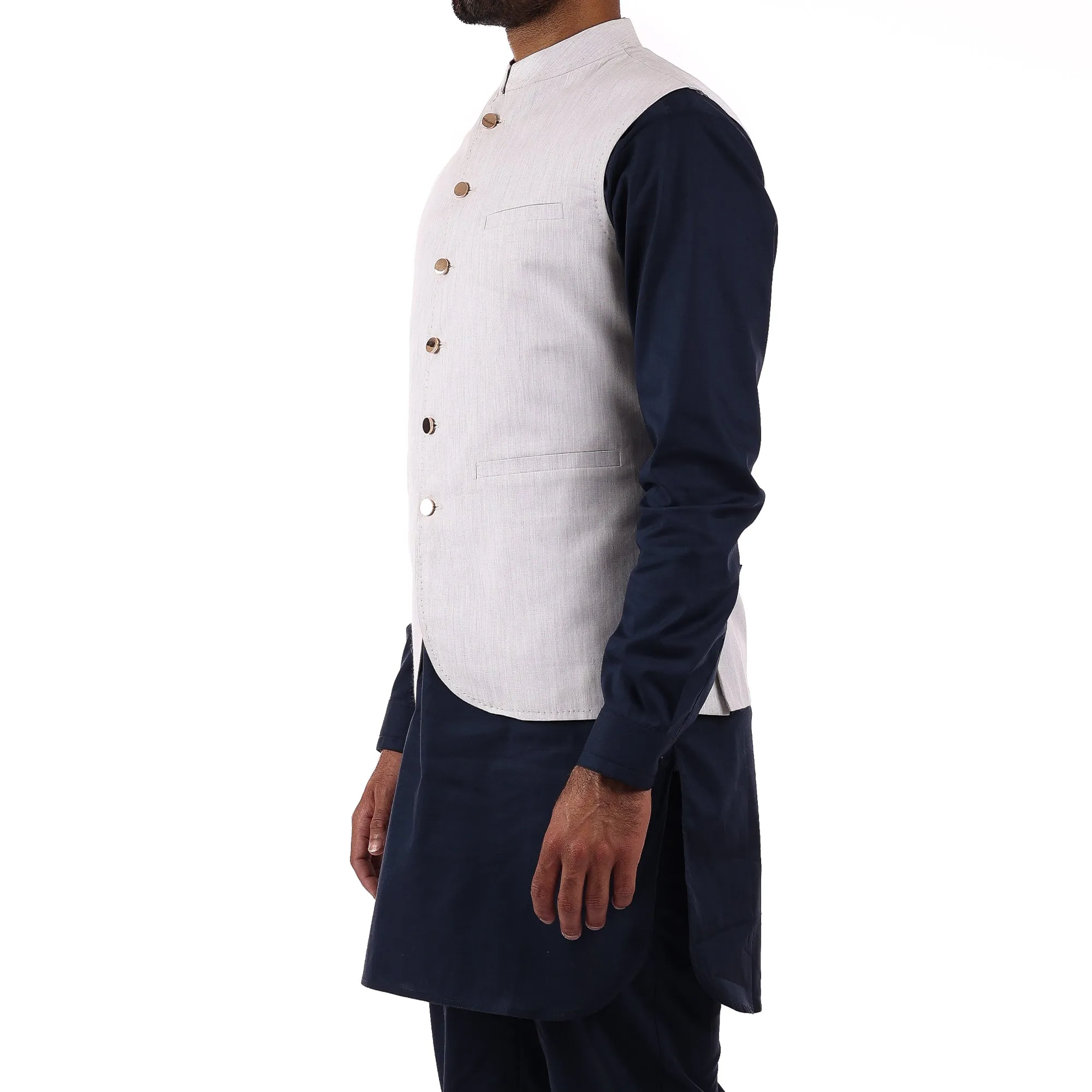 Slub White Waistcoat