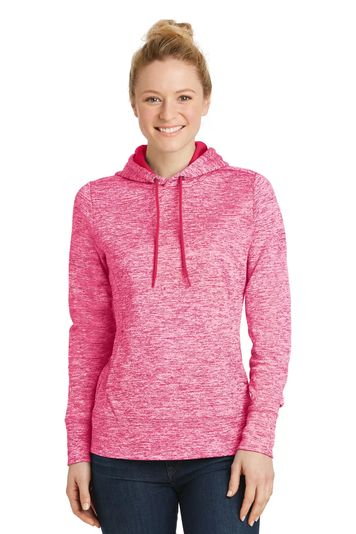 Sport Tek LST225 Sport-Tek Ladies PosiCharge Electric Heather Fleece Hooded Pullover SKU: LST225