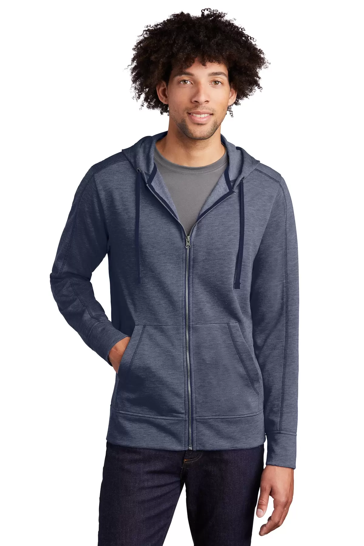 Sport Tek ST293 Sport-Tek    PosiCharge    Tri-Blend Wicking Fleece Full-Zip Hooded Jacket SKU: ST293