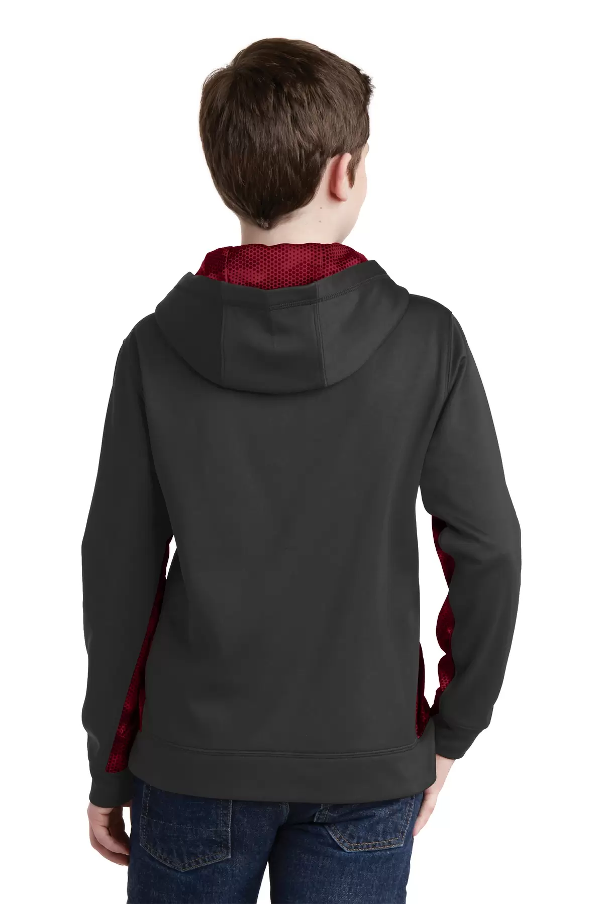 Sport Tek YST239 Sport-Tek Youth Sport-Wick CamoHex Fleece Colorblock Hooded Pullover SKU: YST239