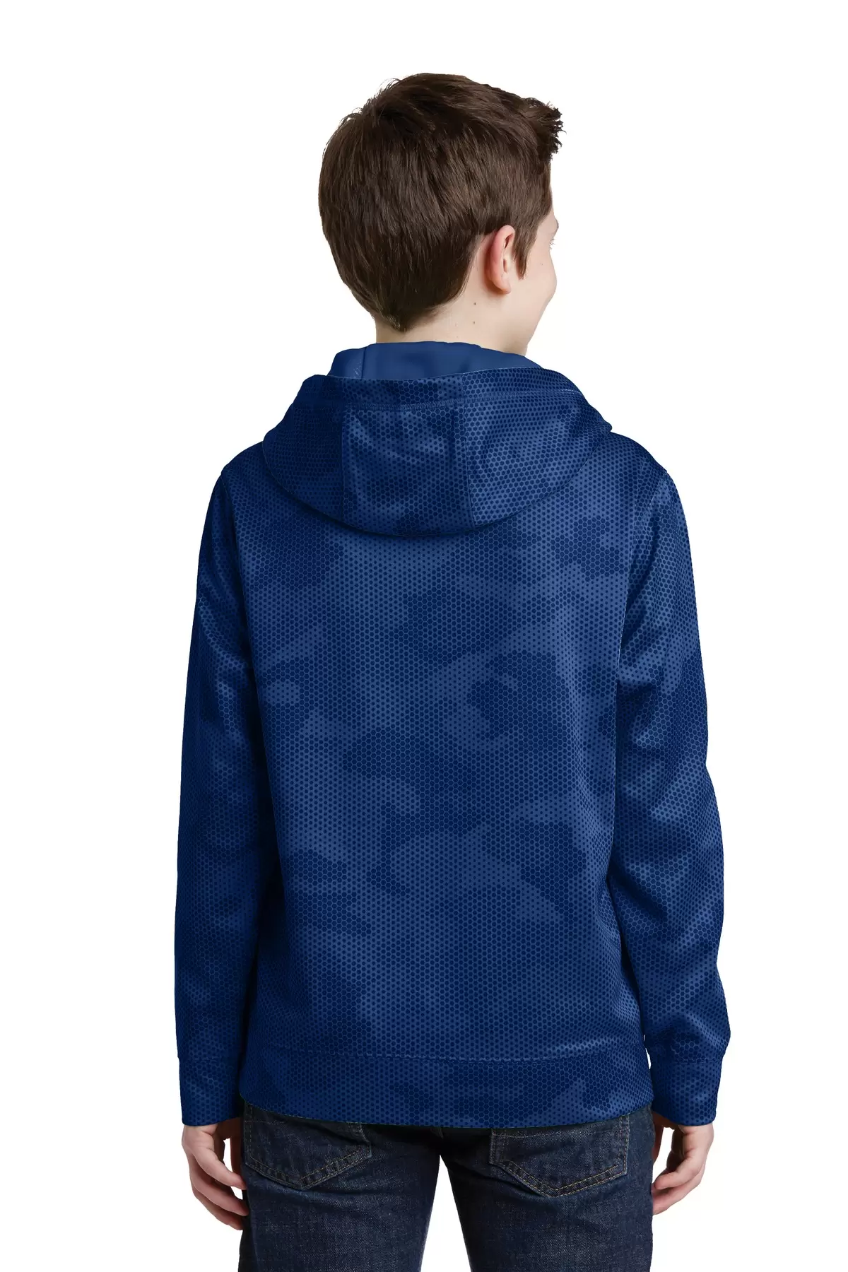 Sport Tek YST240 Sport-Tek Youth Sport-Wick CamoHex Fleece Hooded Pullover SKU: YST240