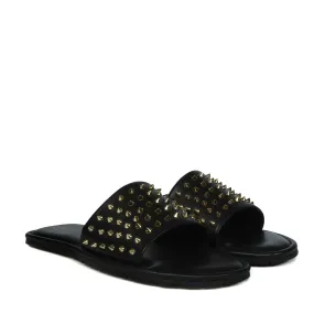 Studded Black Slide-in Slipper For Men