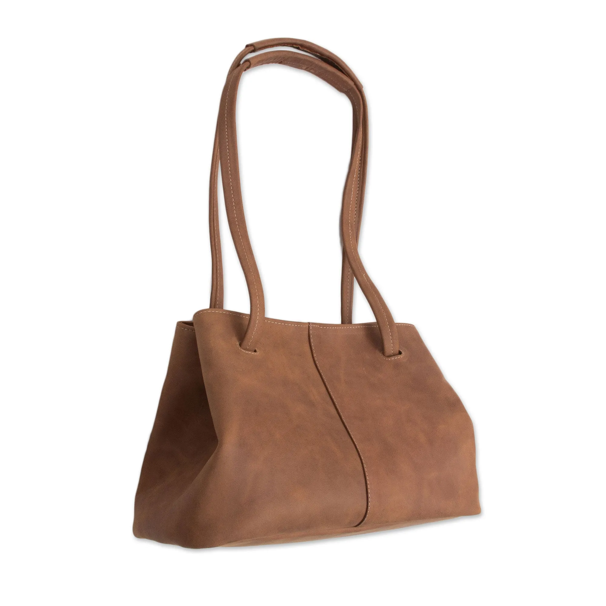 Stylish Sepia Handmade Leather Shoulder Bag in Sepia from Peru