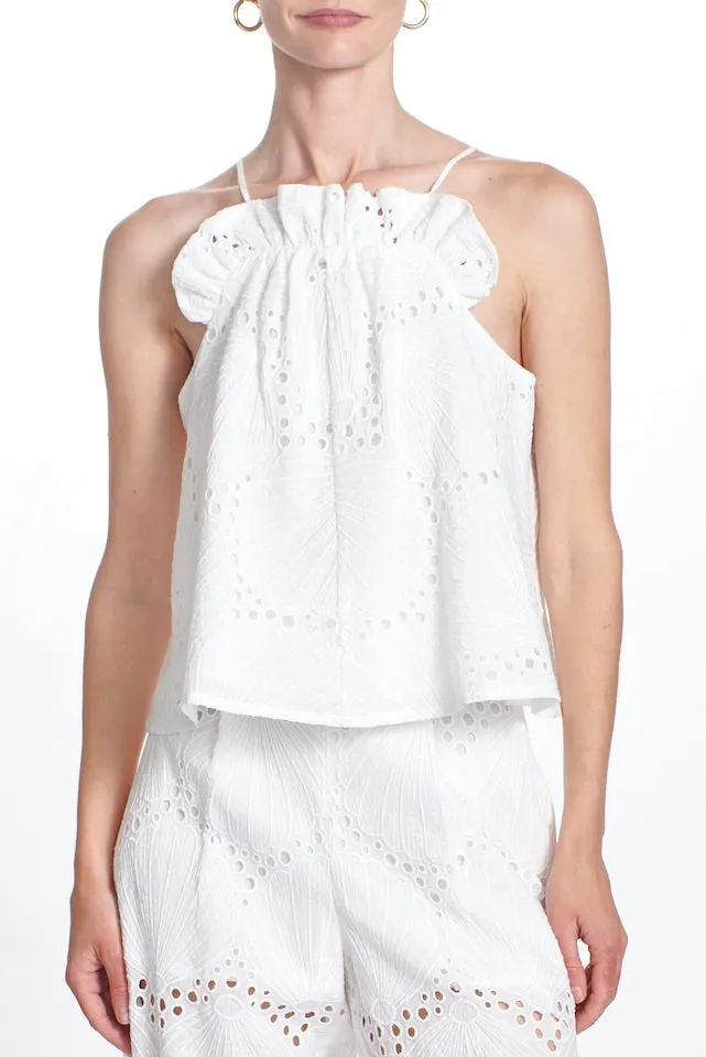 Summer Ruffle Tank - White Eyelet