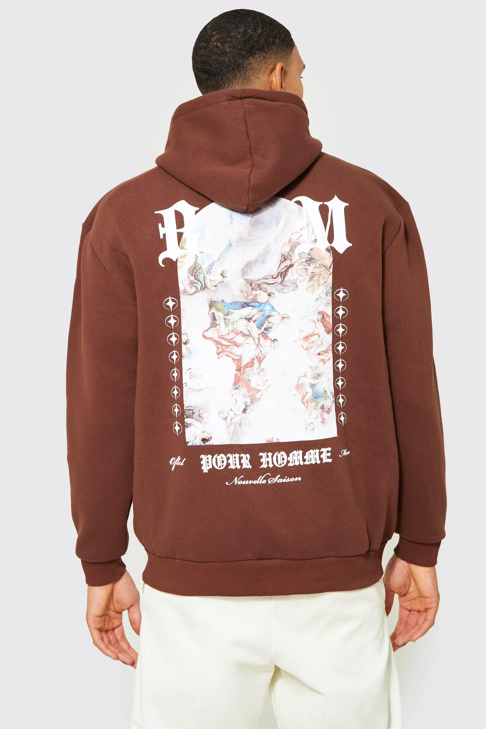 Tall Statue Back Graphic Zip Through Hoodie | boohooMAN UK