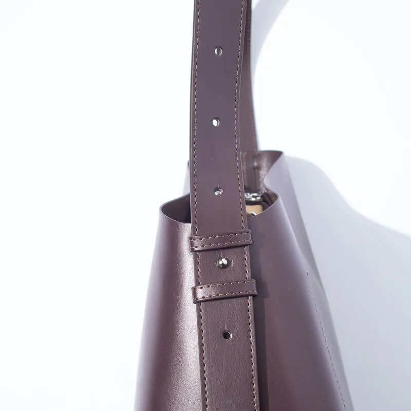 Tech Leather Diagonal Cut Bag - Wine