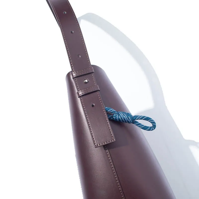 Tech Leather Diagonal Cut Bag - Wine