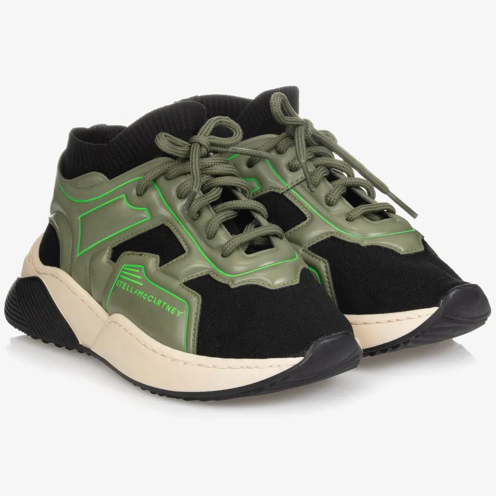 Teen Black & Green Sock Trainers