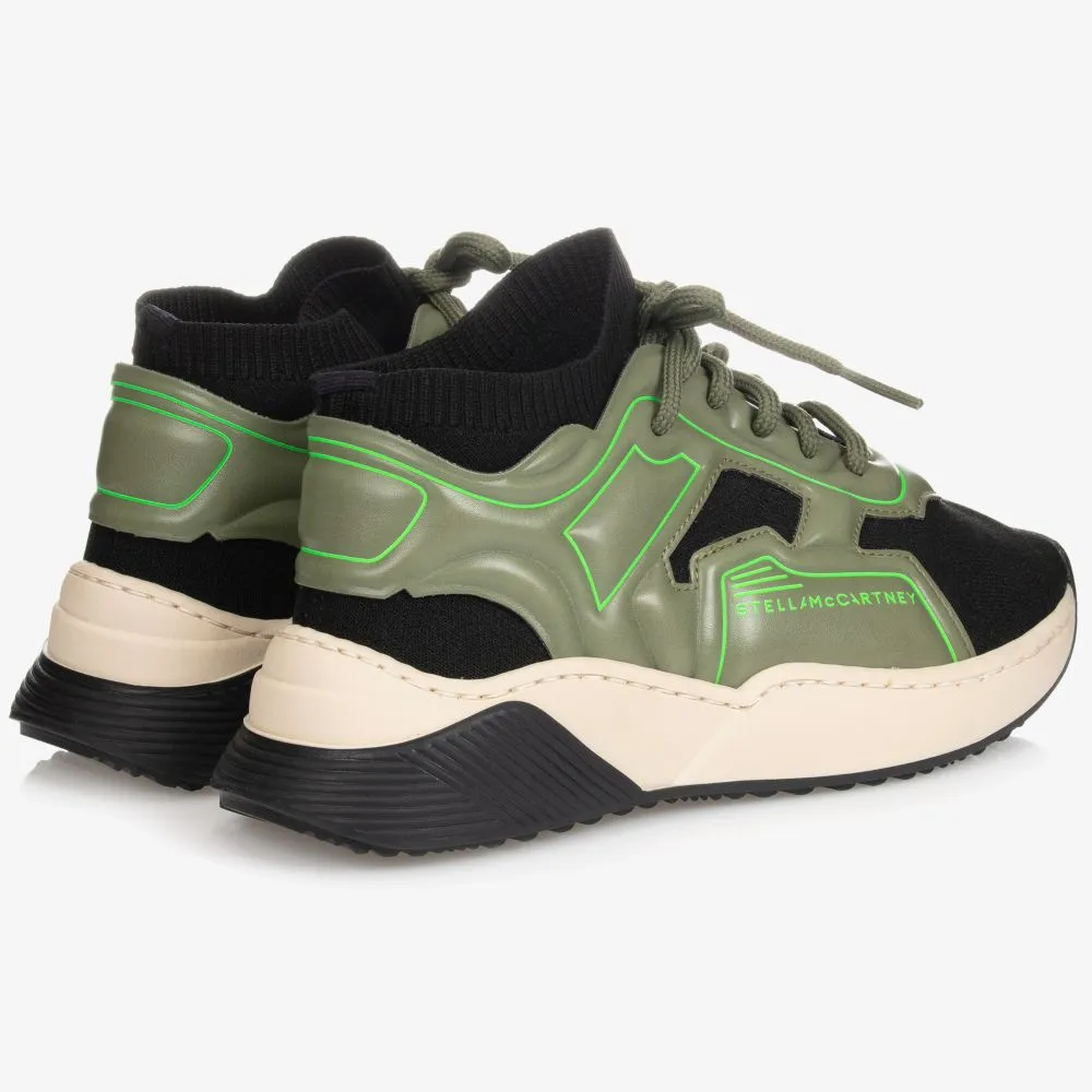 Teen Black & Green Sock Trainers