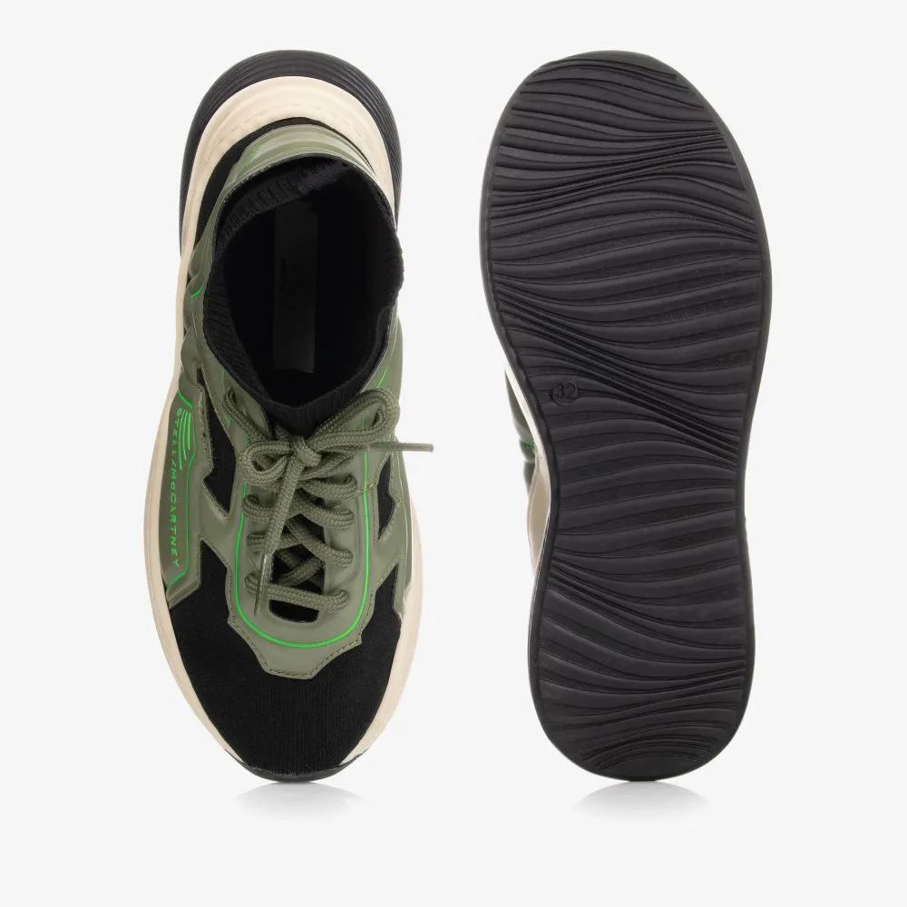 Teen Black & Green Sock Trainers