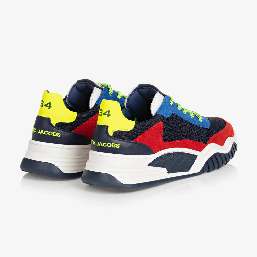 Teen Boys Blue & Red Leather Trainers