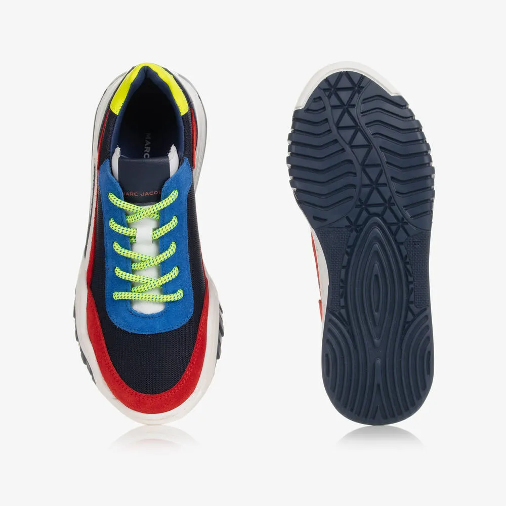 Teen Boys Blue & Red Leather Trainers