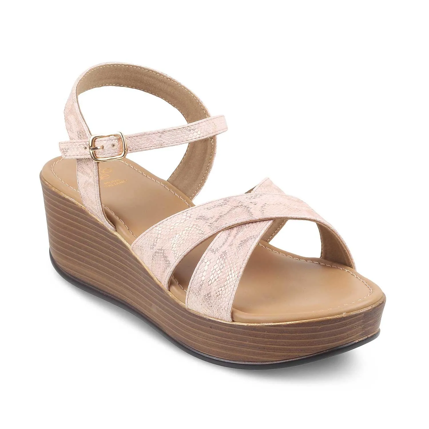 The Avignon Pink Women's Dress Wedge Sandals Tresmode