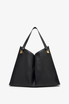 The Row Alexia black leather top handle bag