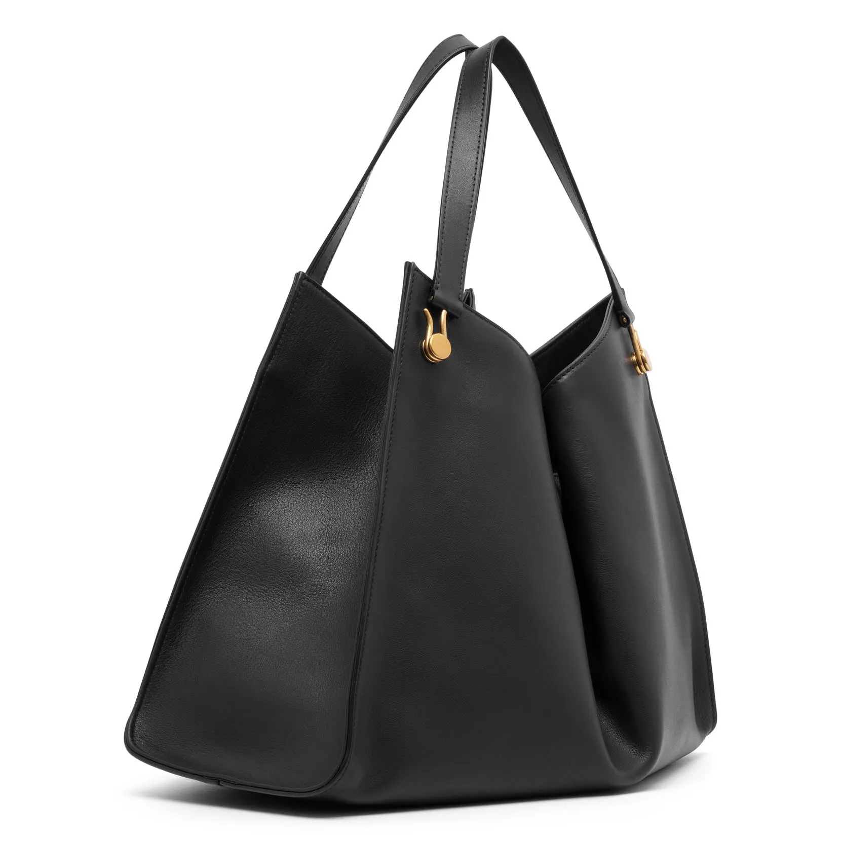 The Row Alexia black leather top handle bag