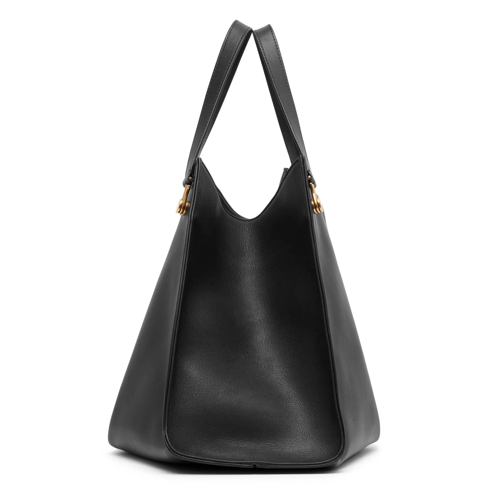 The Row Alexia black leather top handle bag