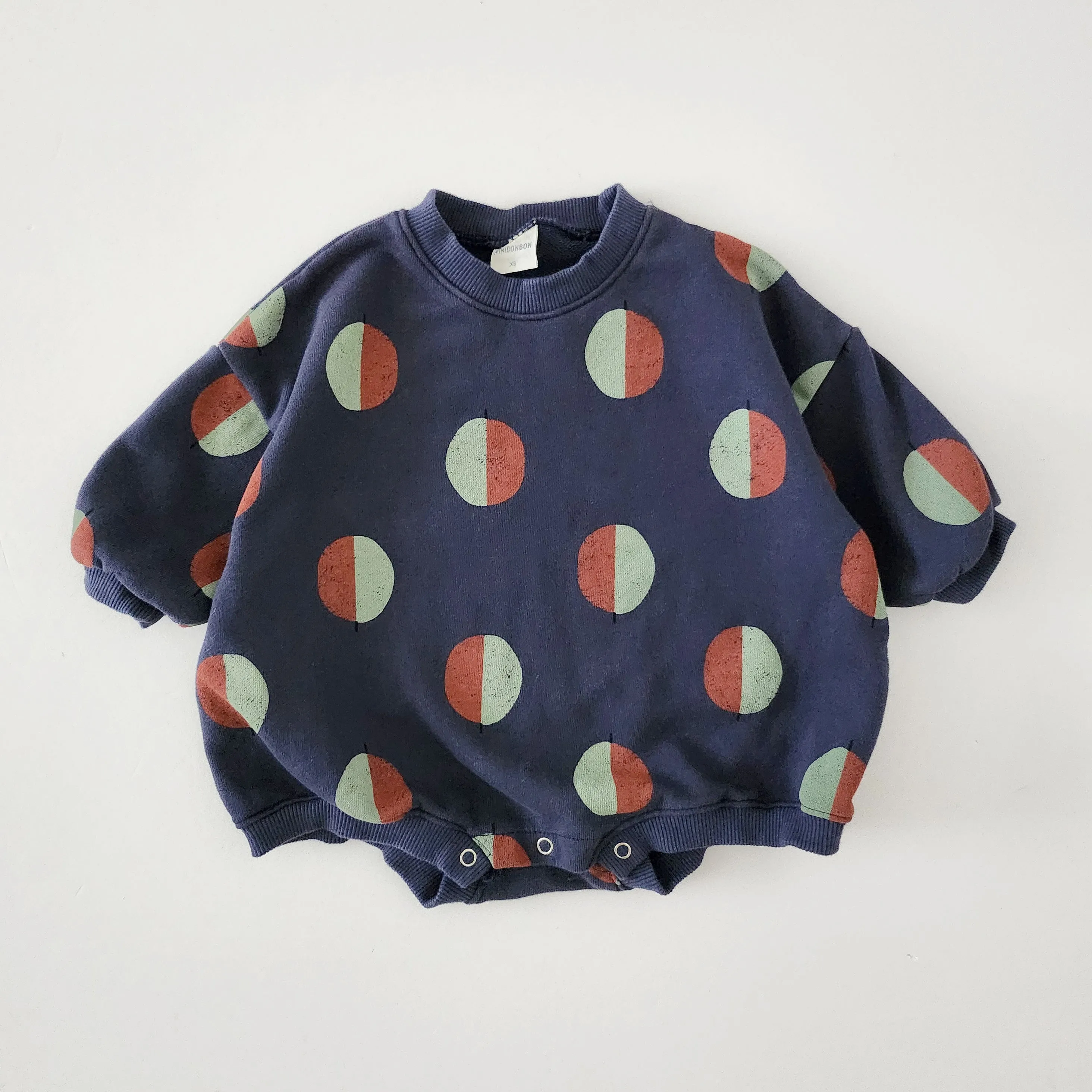 Toddler Balloon Print Sweatshirt Romper  (3m-3y)  - Navy