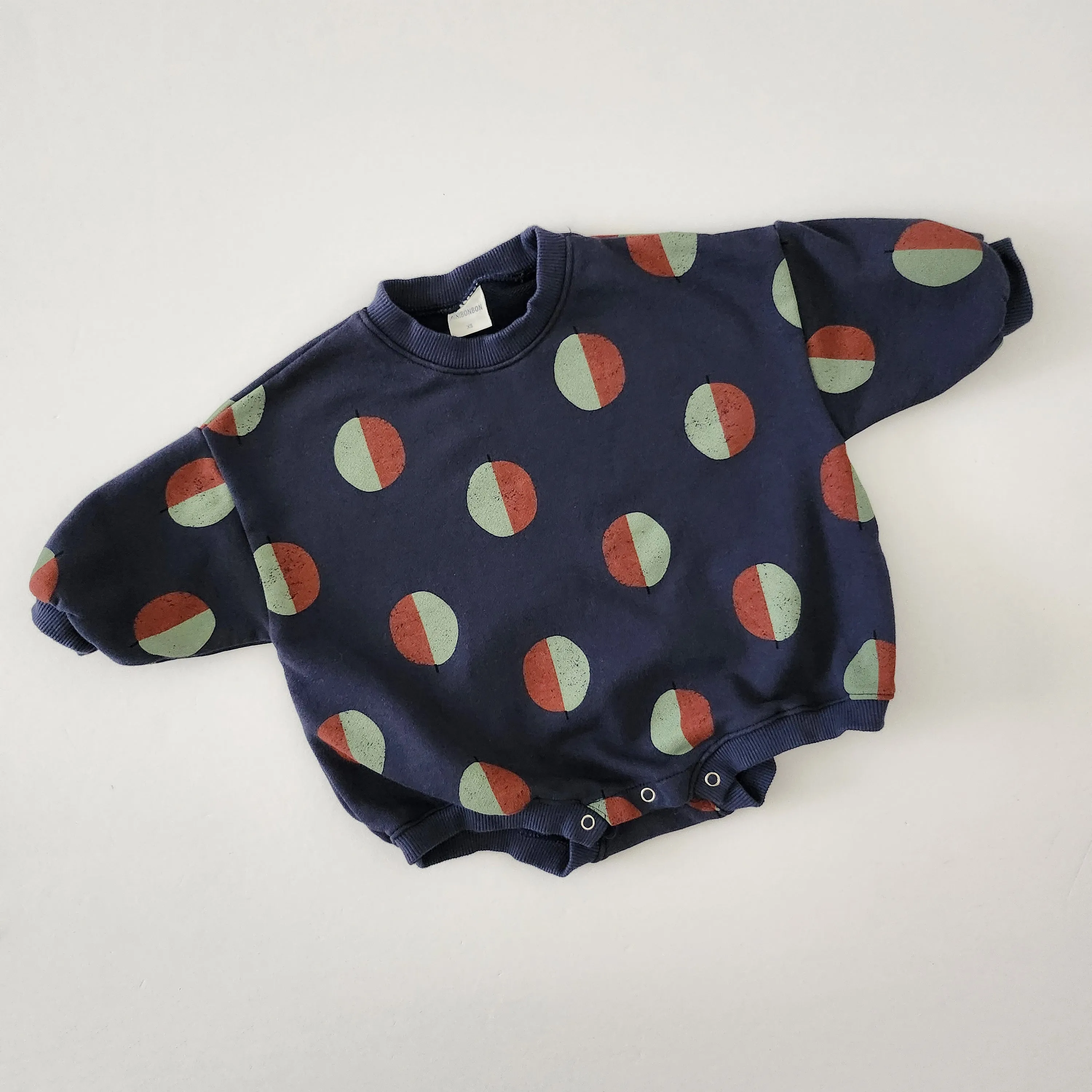 Toddler Balloon Print Sweatshirt Romper  (3m-3y)  - Navy