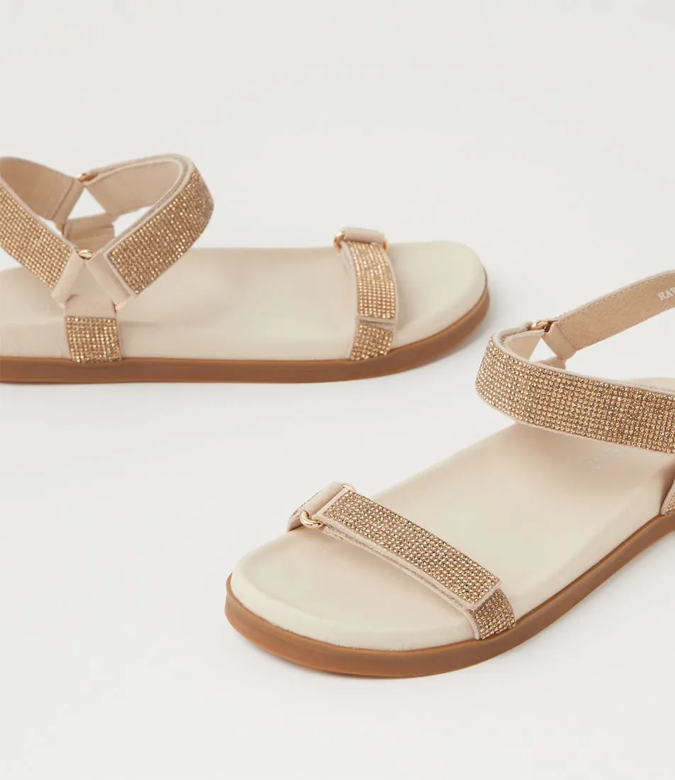 TOP END Ravenna Almond Pale Gold Suede Jewels Sandals