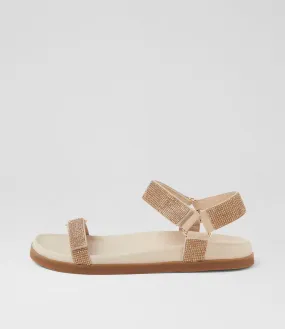 TOP END Ravenna Almond Pale Gold Suede Jewels Sandals