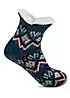 Totes Ladies Crop Chenille Knitted Multi Slipper Socks