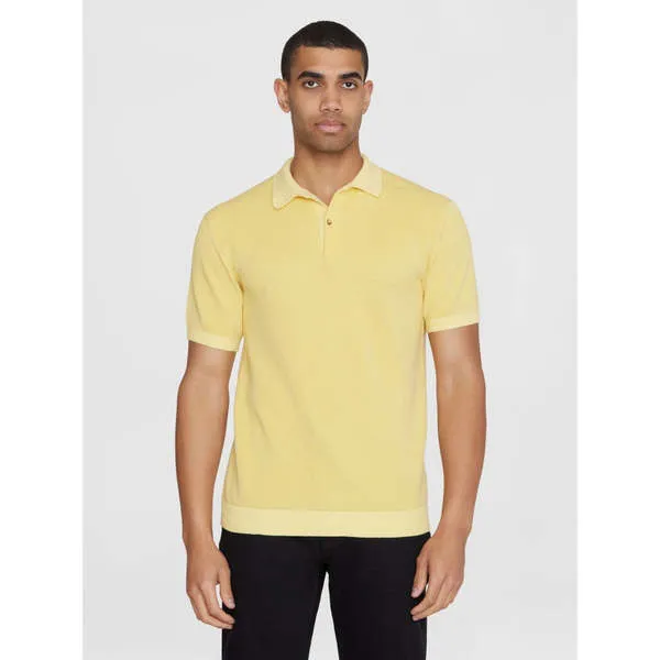 Two toned knitted polo - Misted Yellow