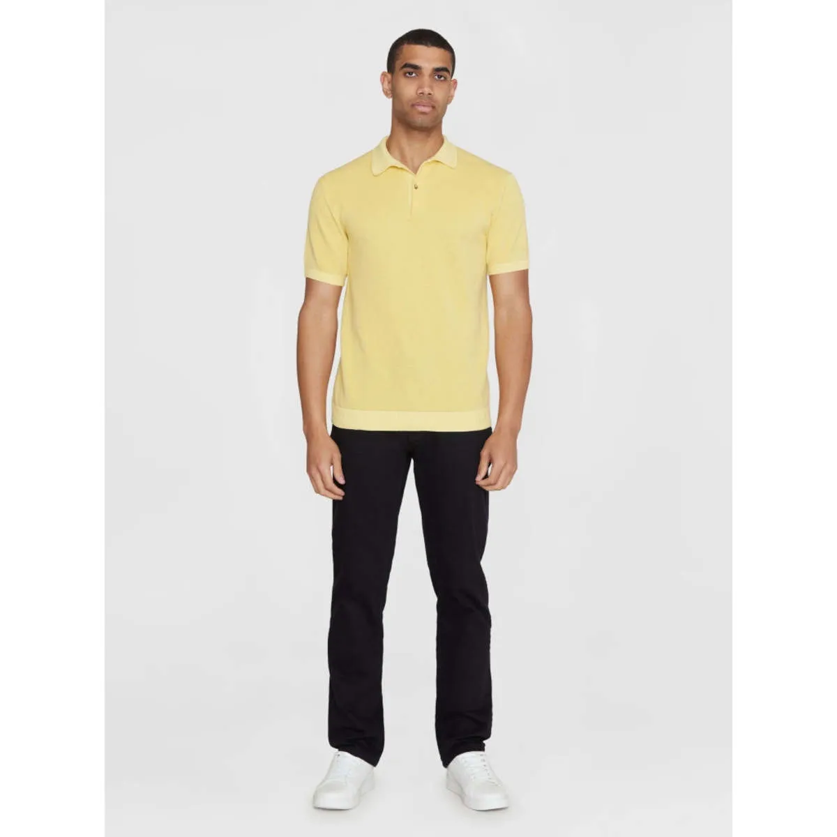 Two toned knitted polo - Misted Yellow