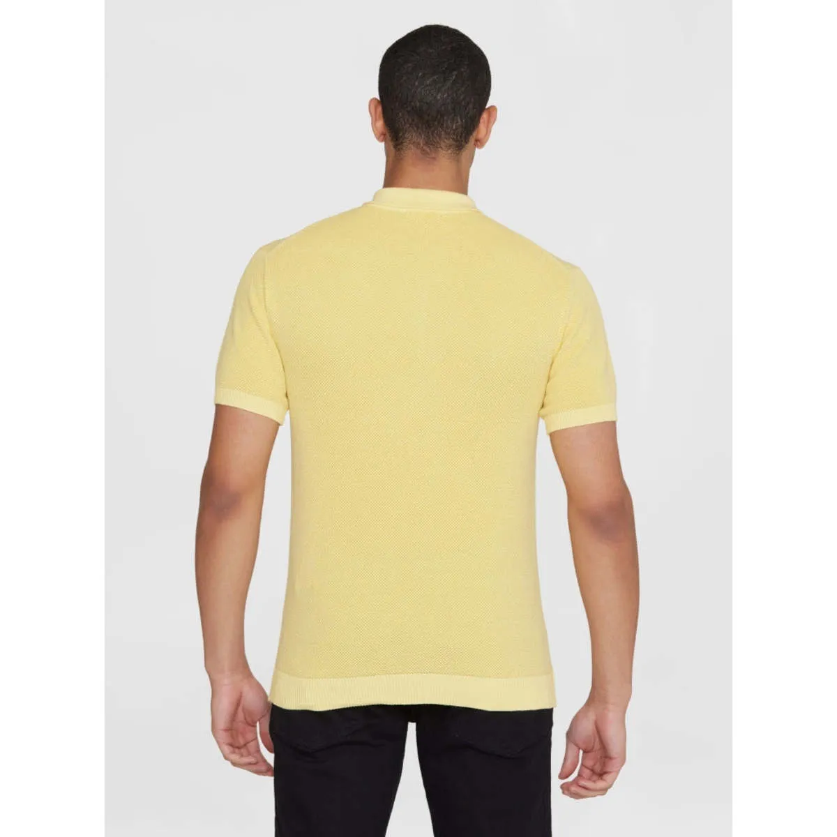 Two toned knitted polo - Misted Yellow