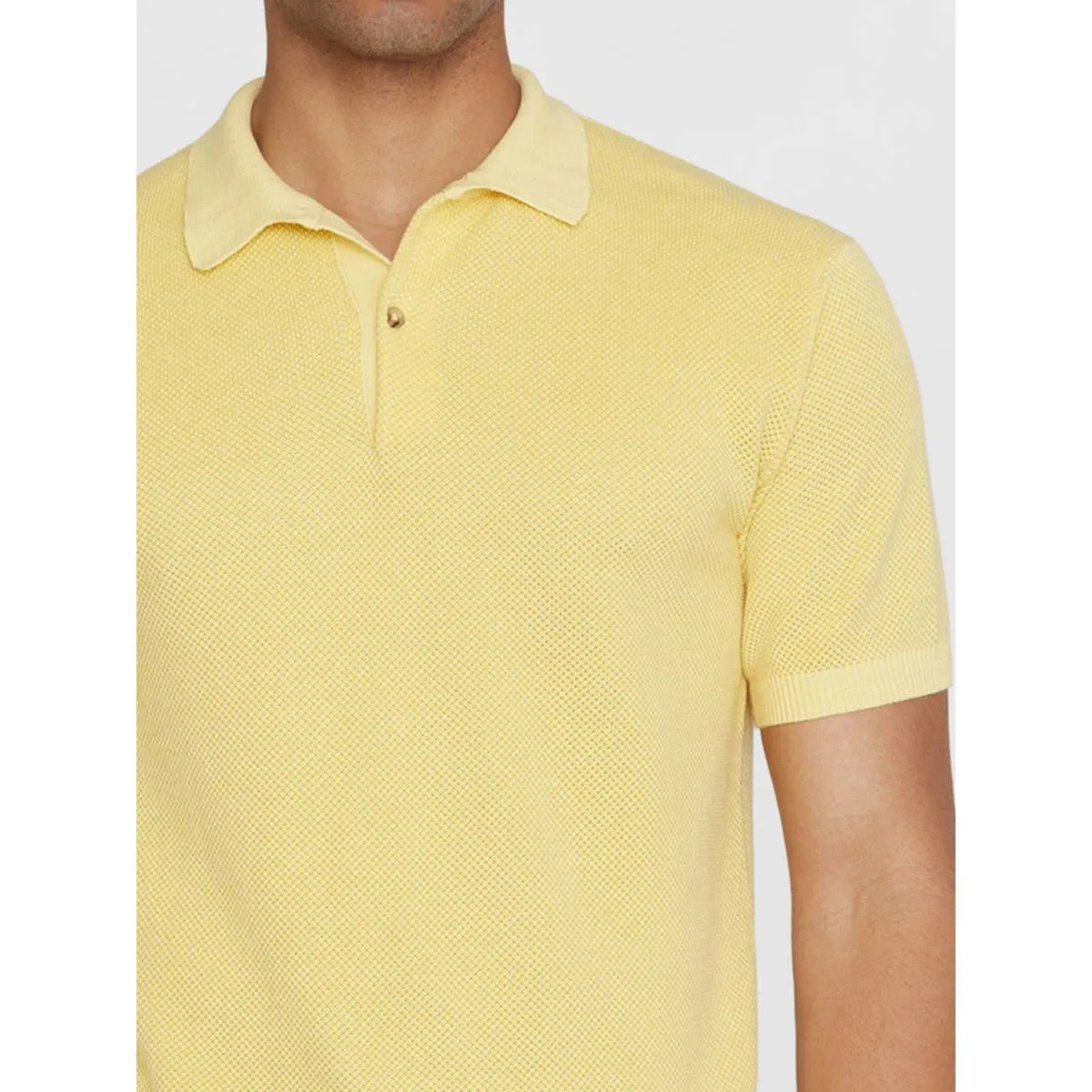 Two toned knitted polo - Misted Yellow