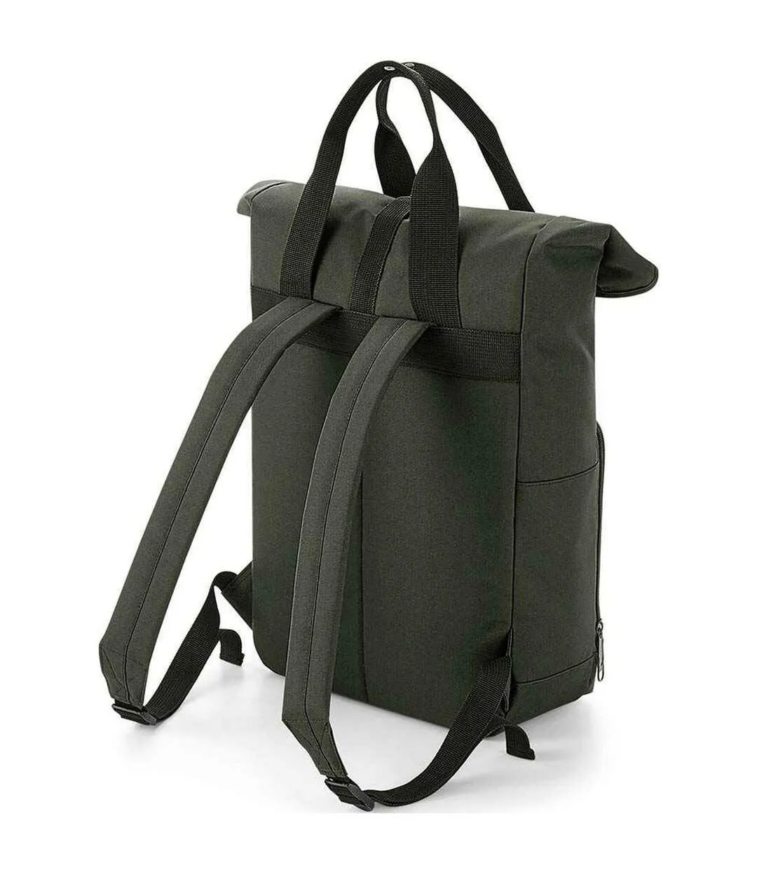 Unisex adult roll top twin handle backpack one size olive Bagbase