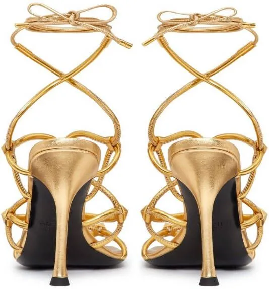 Valentino Garavani Rockstud Net lace-up sandals Gold