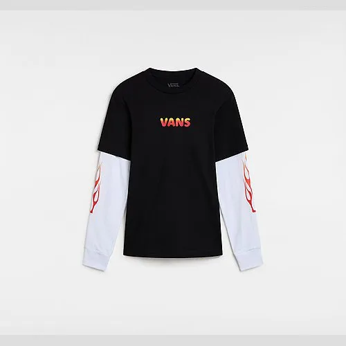 Vans KIDS FLAME THROWER TWOFER T-SHIRT (8-14 YEARS) (BLACK) BOYS BLACK