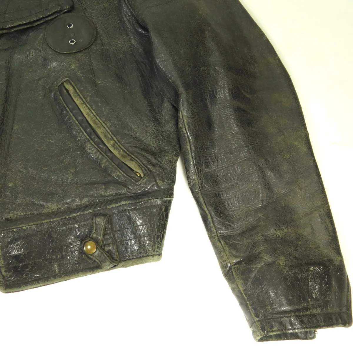 Vintage 50s Police Motorcycle Leather Jacket Mens L Biker DISTRESSED Horse Hide