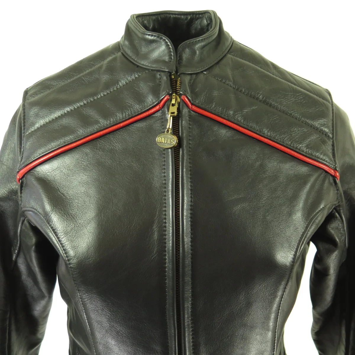 Vintage 60s Bates Leather Biker Jacket Womens S Deadstock Motorcycle Black