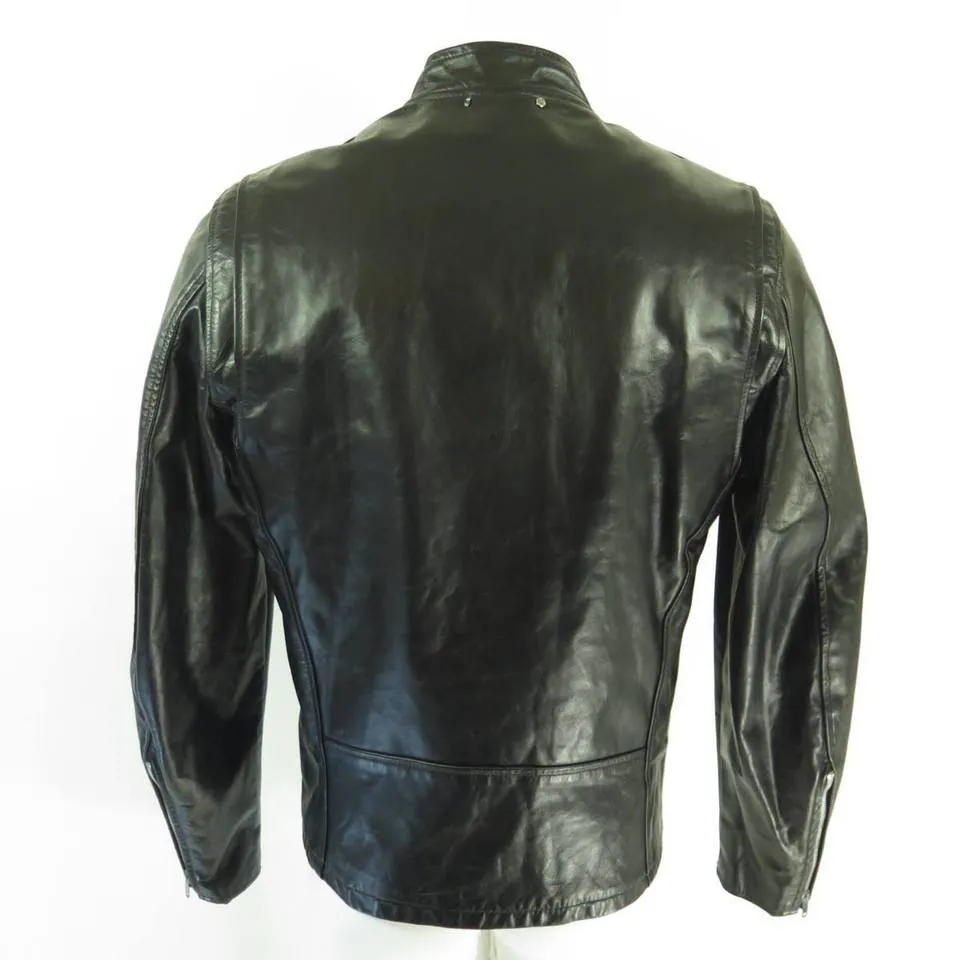 Vintage 60s Leather Jacket Mens 42 Long Motorcycle Biker Black Fidelity