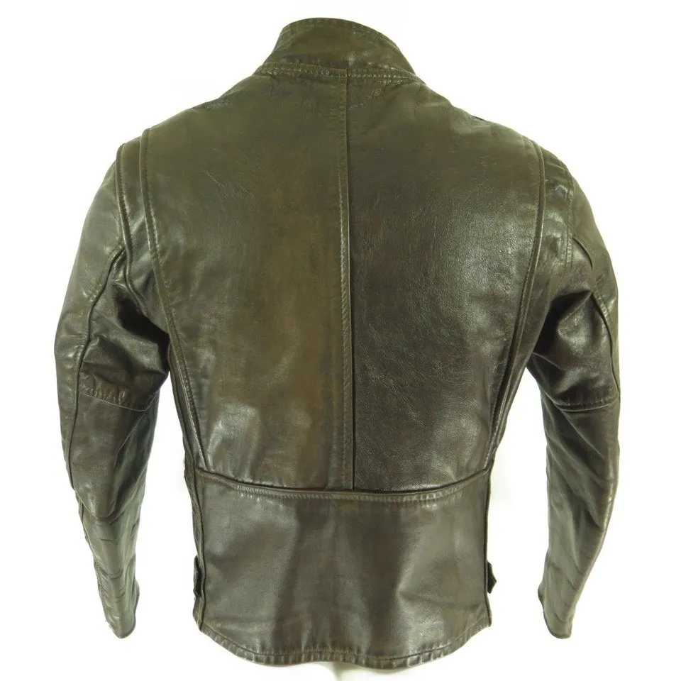 Vintage 60s Lesco Leather Biker Cafe Racer Jacket 40 w Liner