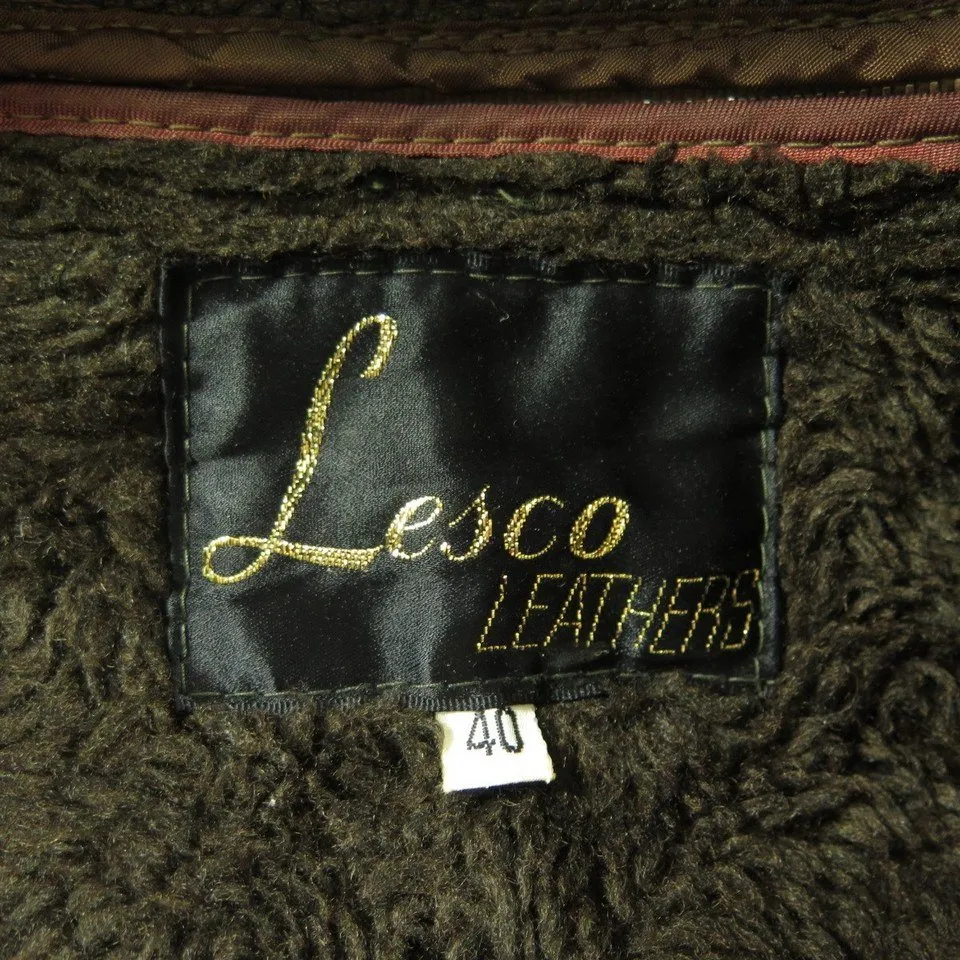 Vintage 60s Lesco Leather Biker Cafe Racer Jacket 40 w Liner