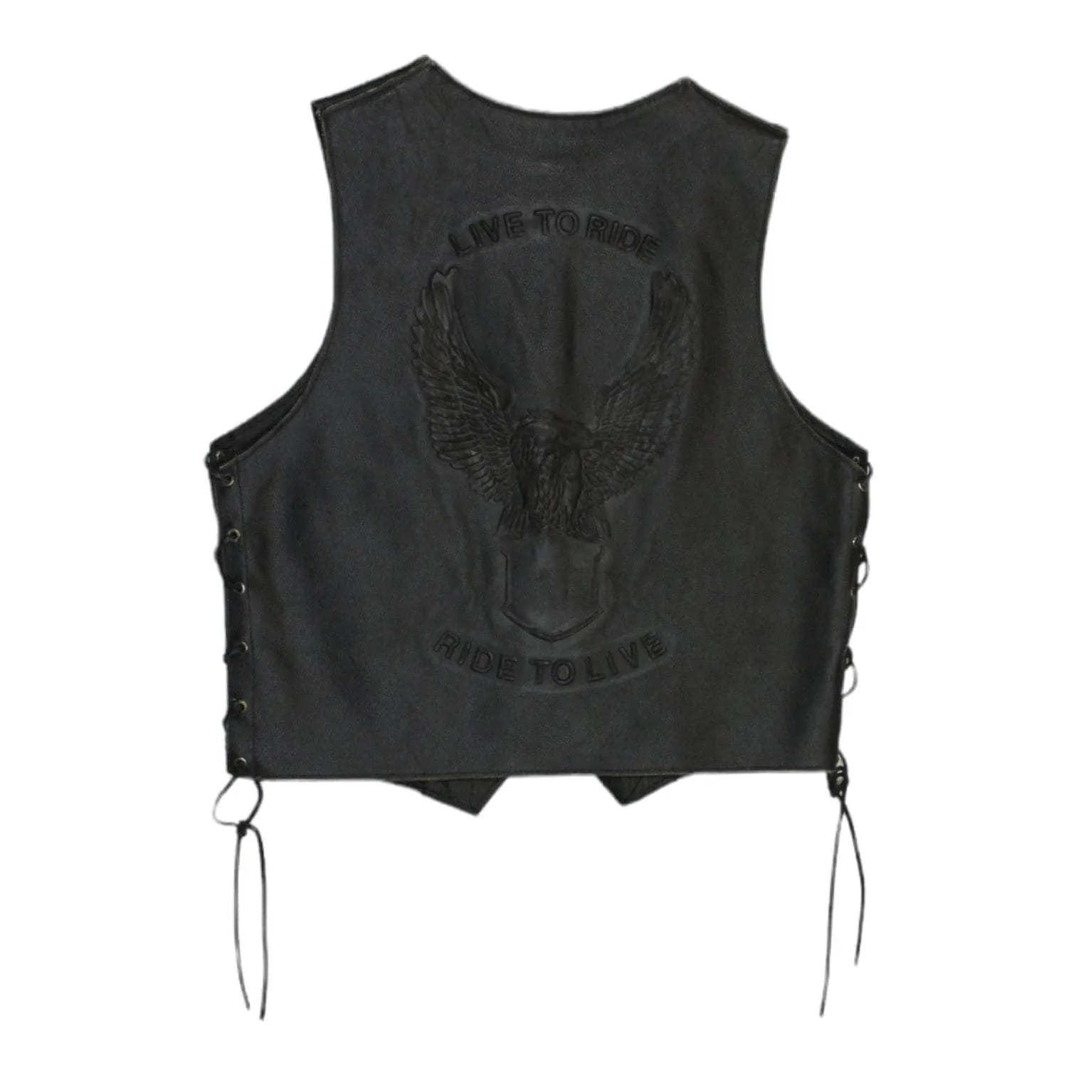 Vintage Black Embossed Leather Waistcoat