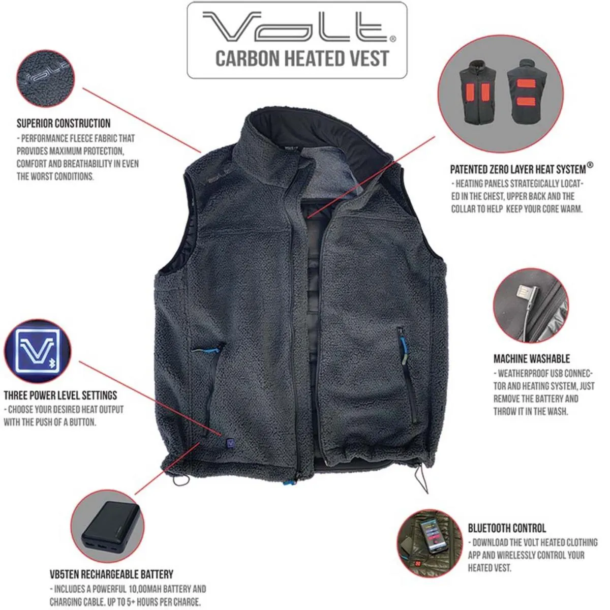 Volt Heat 5V Carbon Heated Fleece Vest